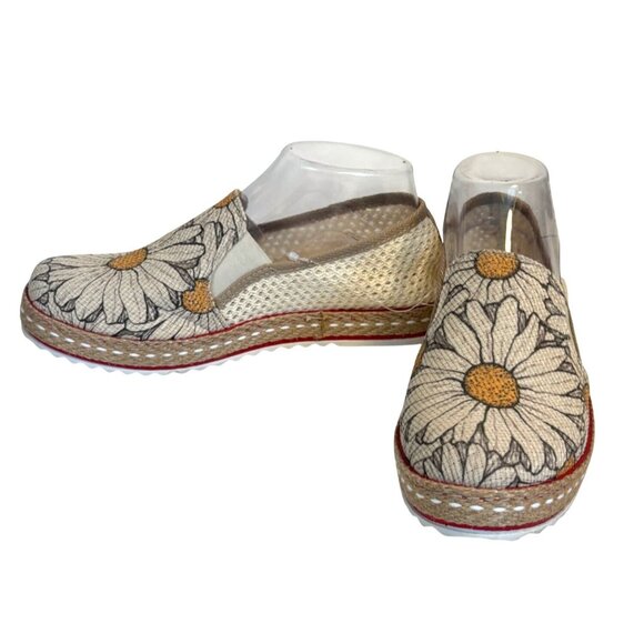 Goby Canvas Slip-On Shoes Womens US 7.5/EU 38 Cream Sunflower Daisy Flower Print - Picture 7 of 9